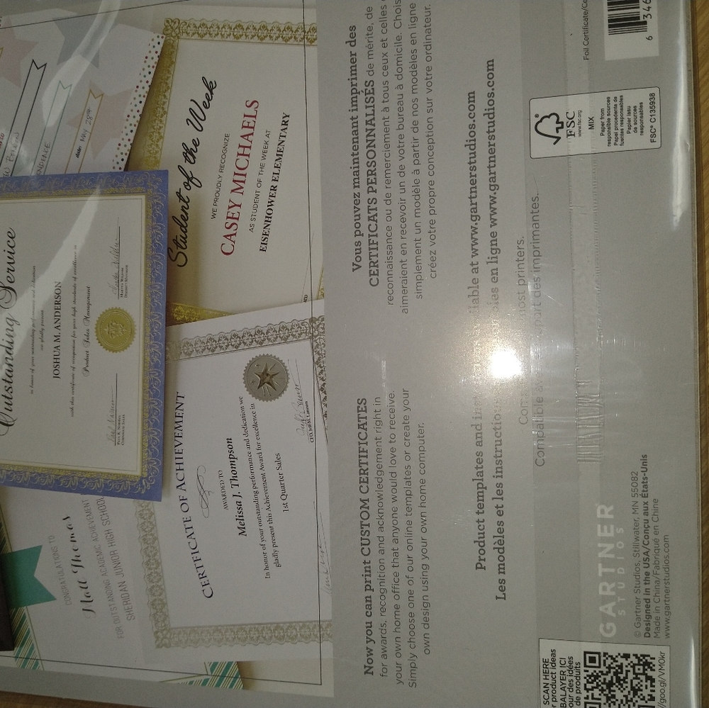 Gartner Studios 36004-S Gold Foil Certificate, 15 Pack - Picture 4 of 10